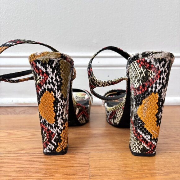 Zara Animal Print Multicolored High Heel Platform Sandals - Picture 9 of 11